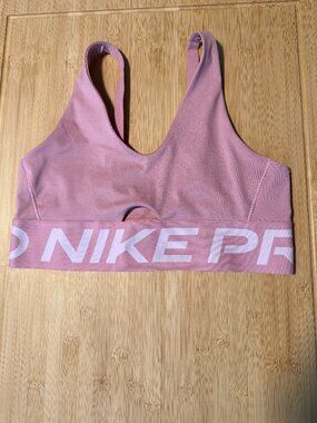 Nike Pro Training Bra Dusty Pink Keyhole Cutout Adjustable Straps NWT Size L